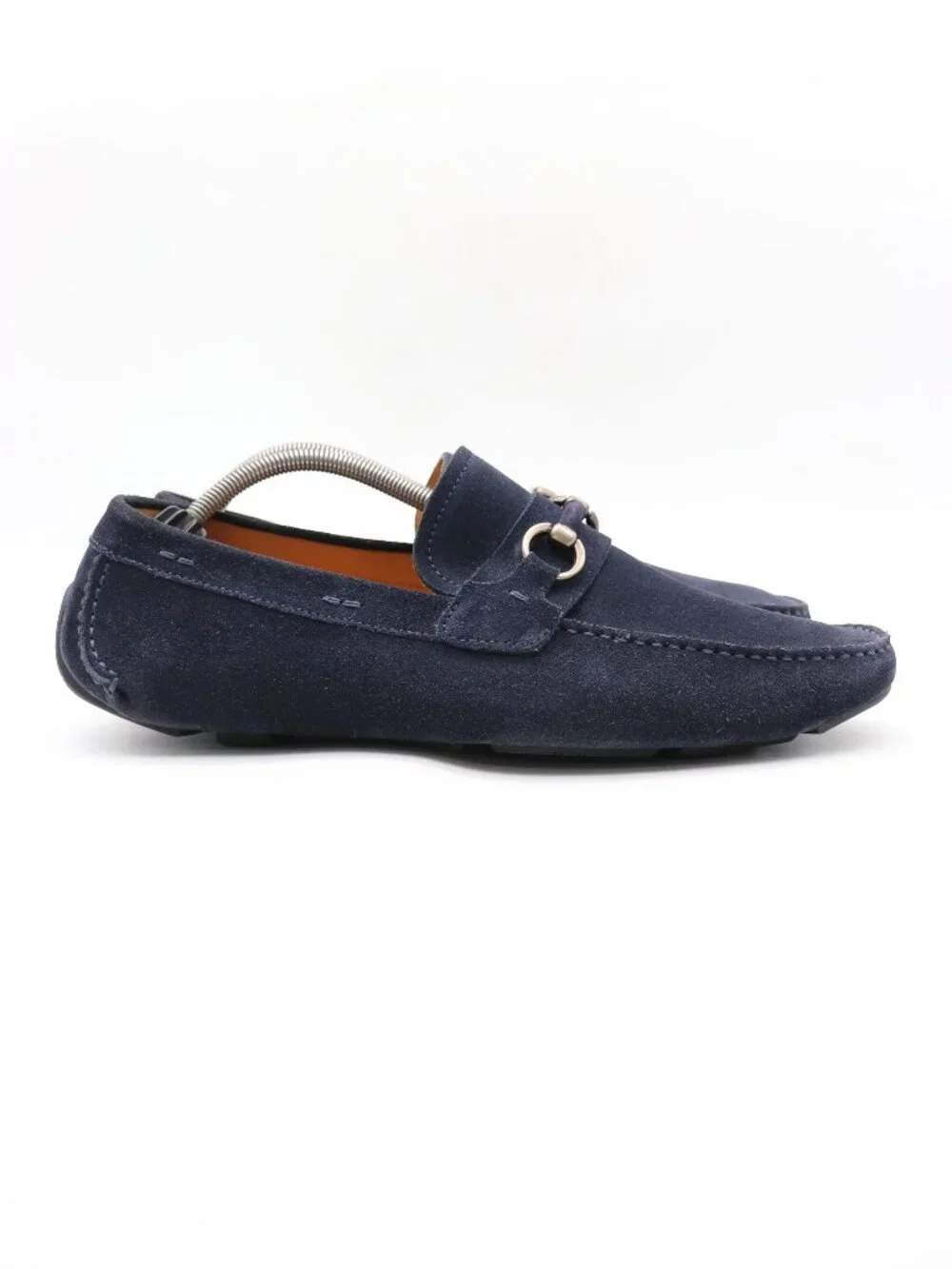Magnanni Neiman Marcus Navy Blue Suede Men's Size 11 M Horse Bit Loafers Slip On